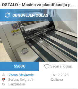 Mašina za plastifikaciju
