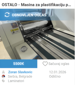 Masina za plastifikaciju