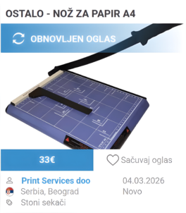Noz za secenje papira